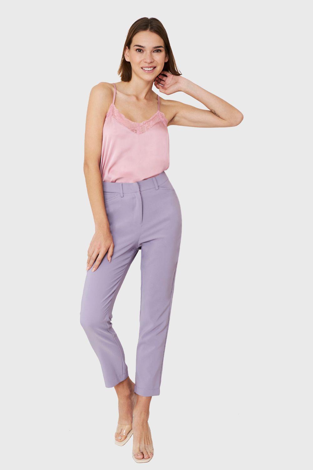 Top Tipo Satín Escote Encaje Rosado Nicopoly-1