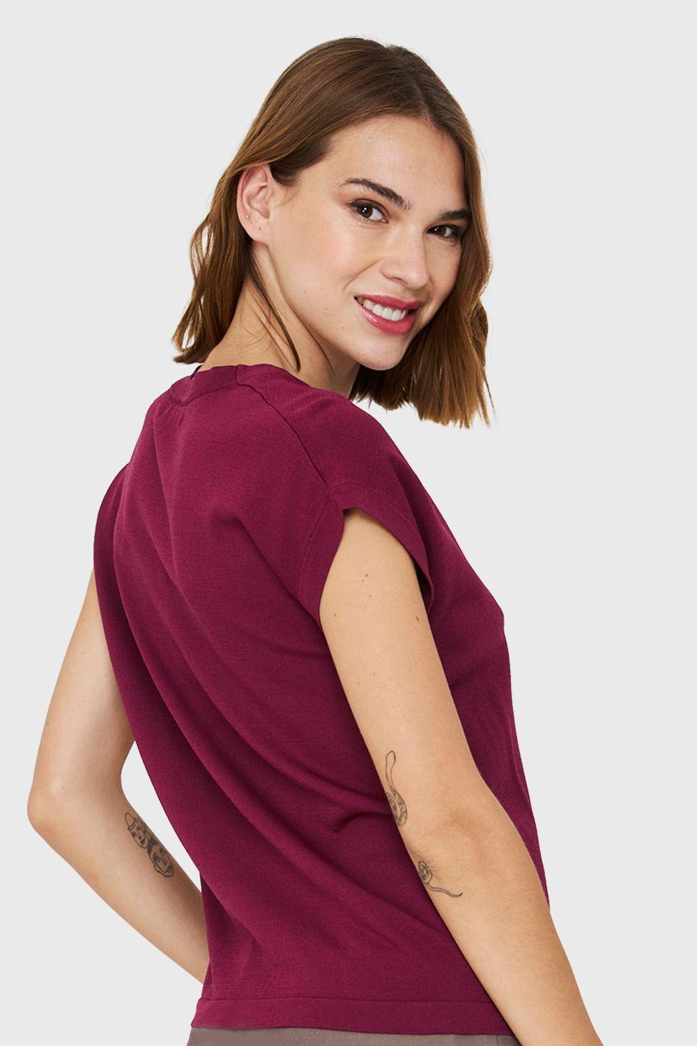 Polera Abotonada Nudo Burdeos Nicopoly-3