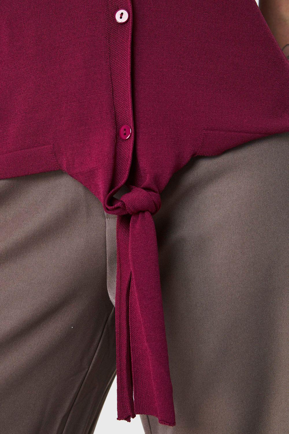 Polera Abotonada Nudo Burdeos Nicopoly-5