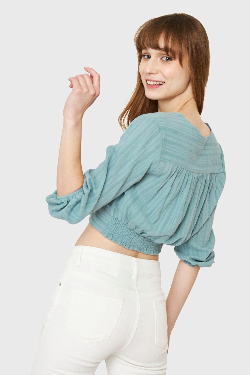 Blusa Corta Nudo Menta Nicopoly-3