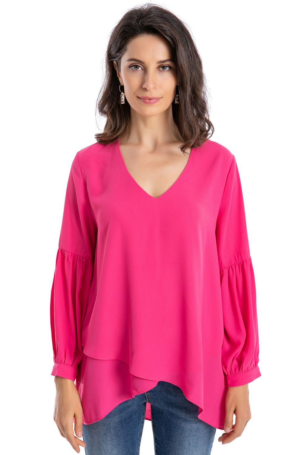 Blusa Capas Asimétrica Fucsia Nicopoly-1