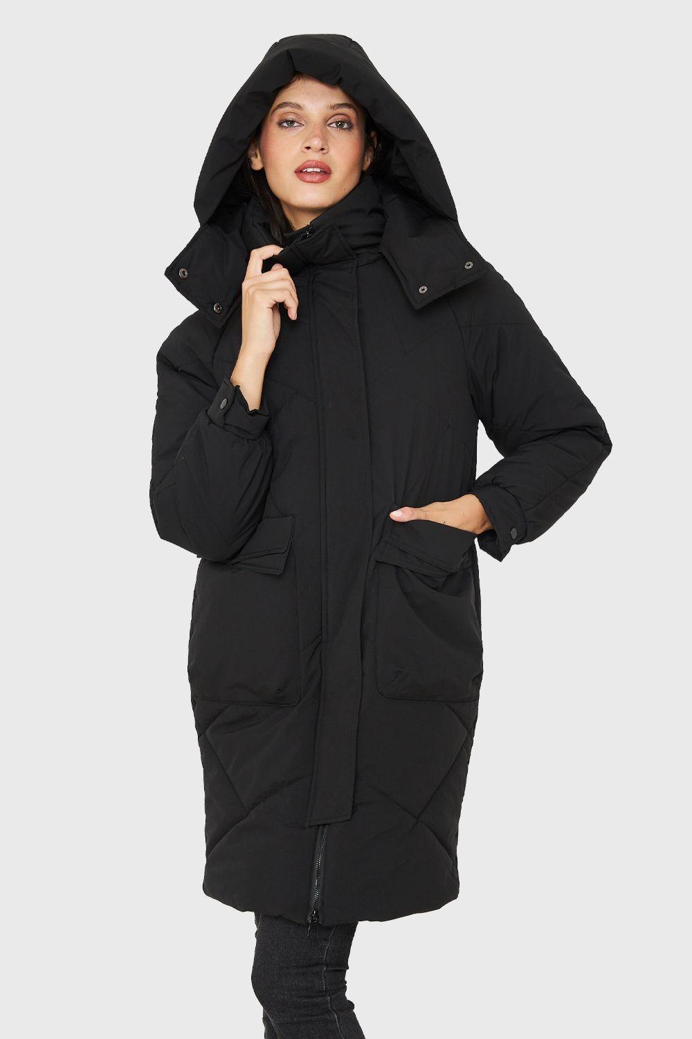 Parka Acolchada Bolsillos Grandes Negro Nicopoly-0