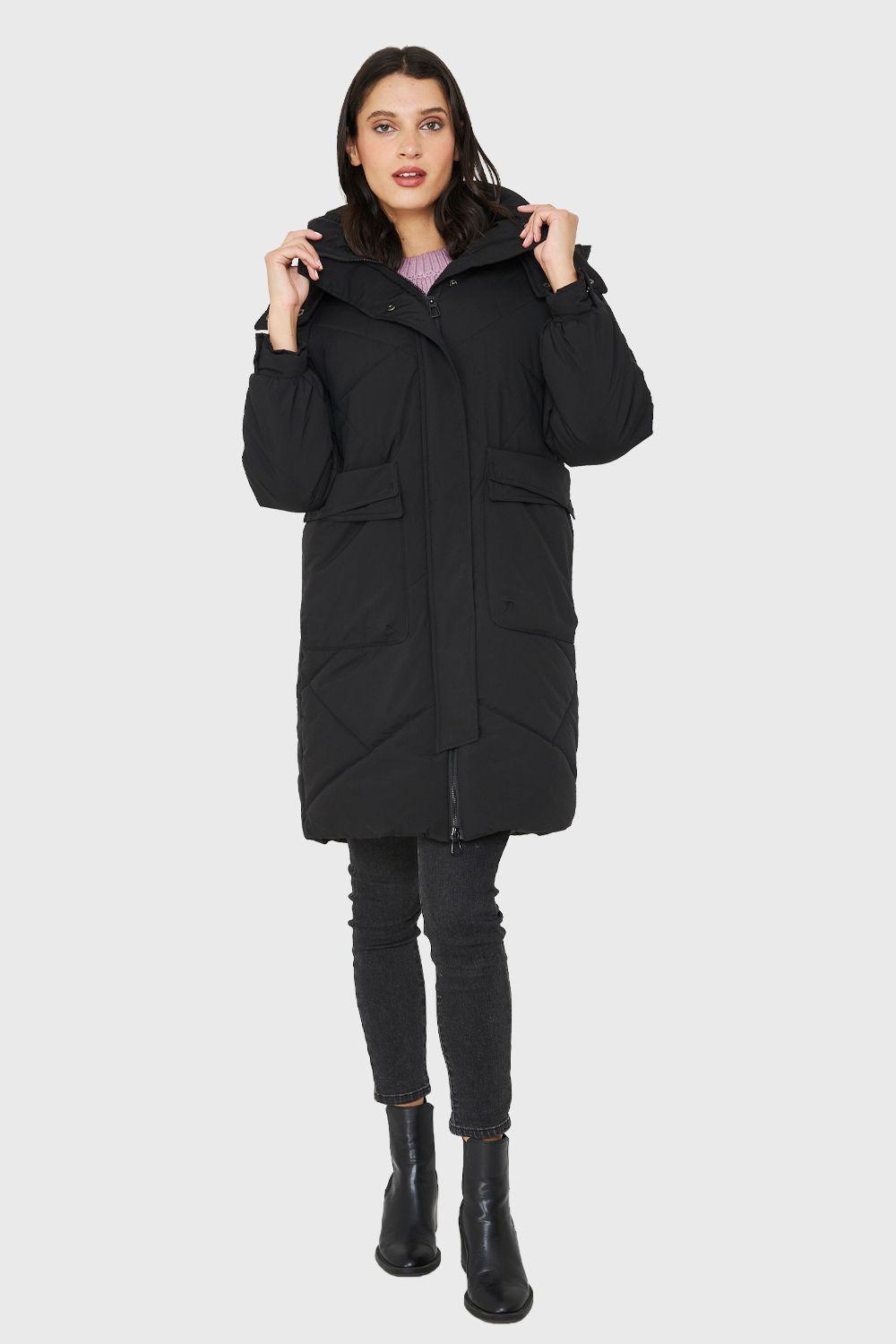 Parka Acolchada Bolsillos Grandes Negro Nicopoly-1