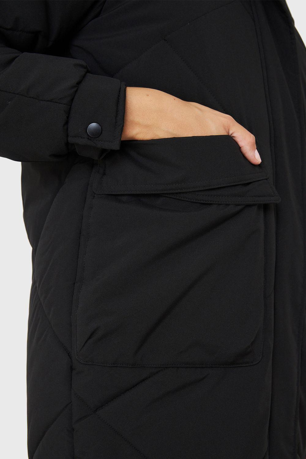 Parka Acolchada Bolsillos Grandes Negro Nicopoly-5