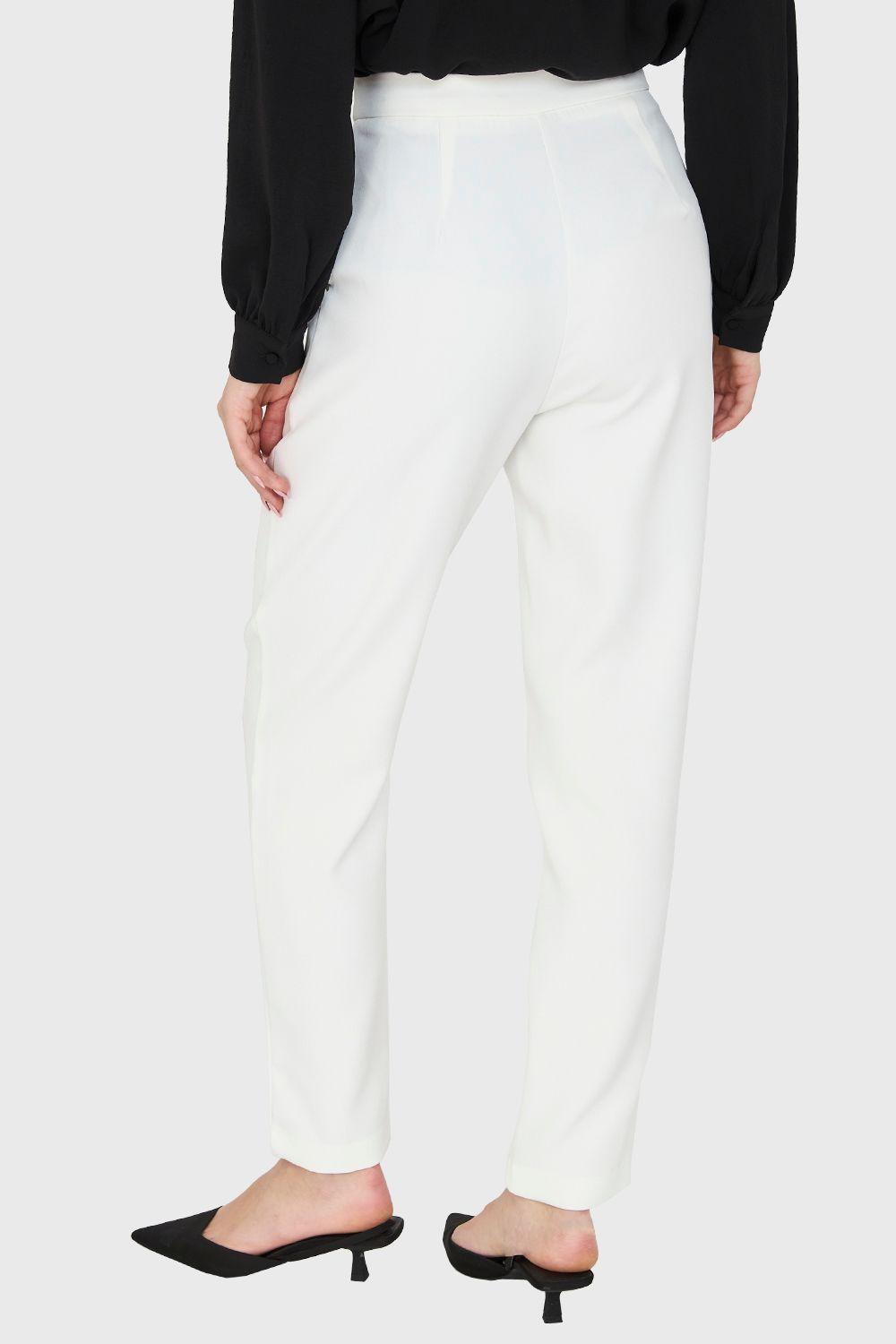 Pantalón Tiro Alto Básico Blanco Nicopoly-3