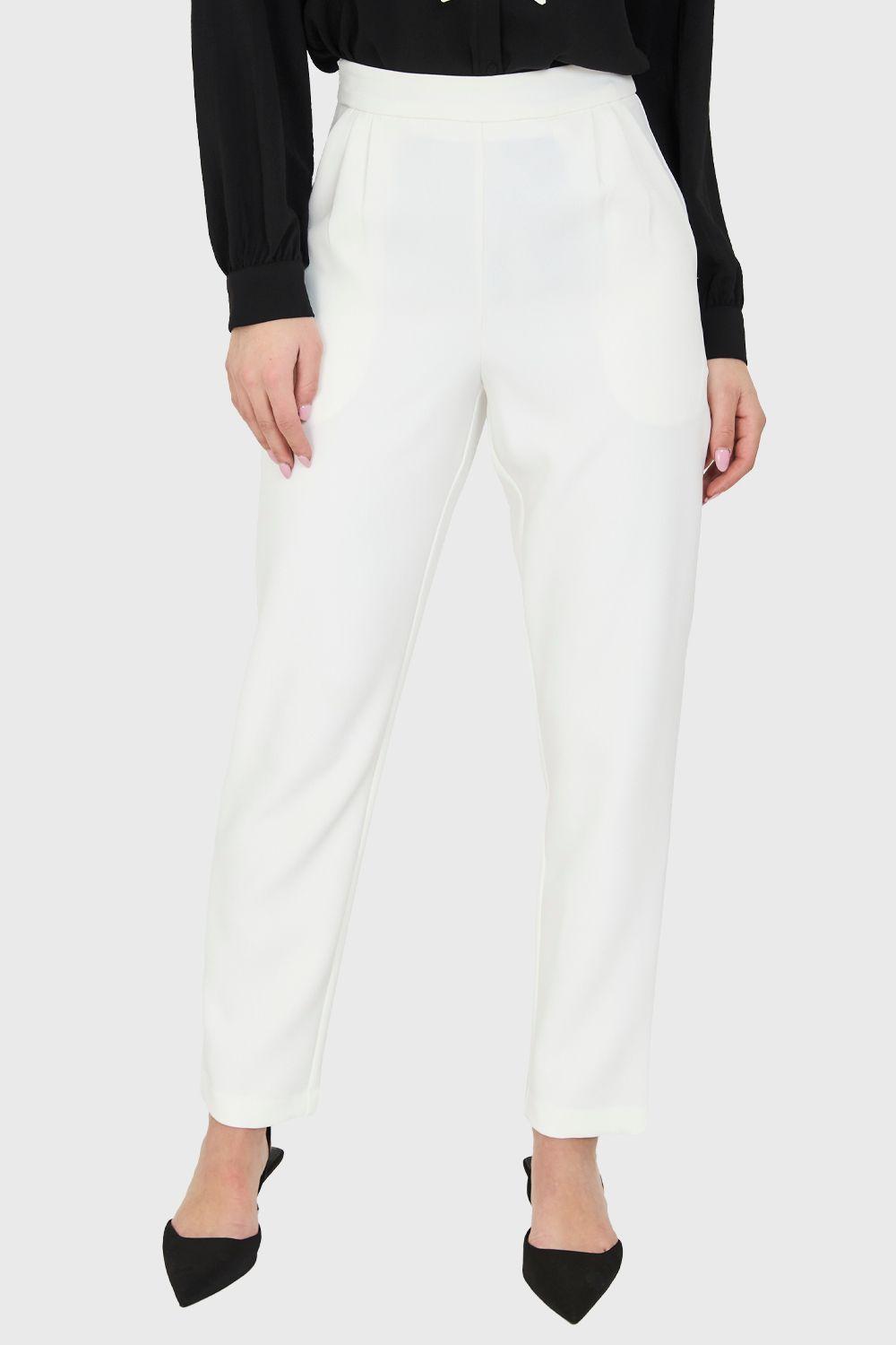 Pantalón Tiro Alto Básico Blanco Nicopoly-4