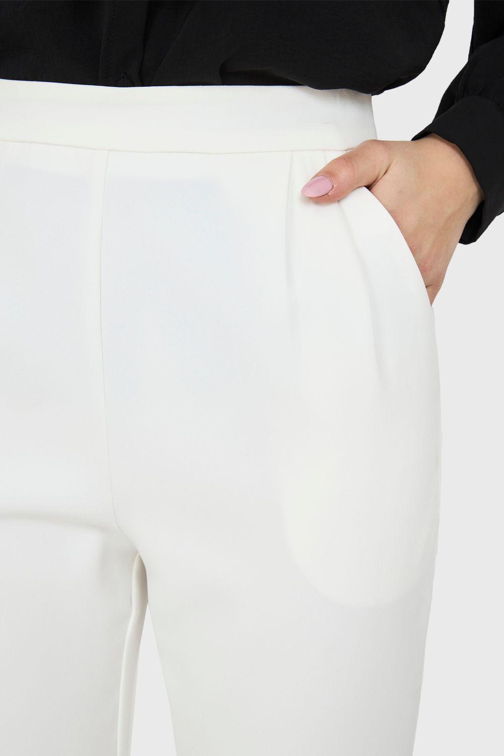 Pantalón Tiro Alto Básico Blanco Nicopoly-5