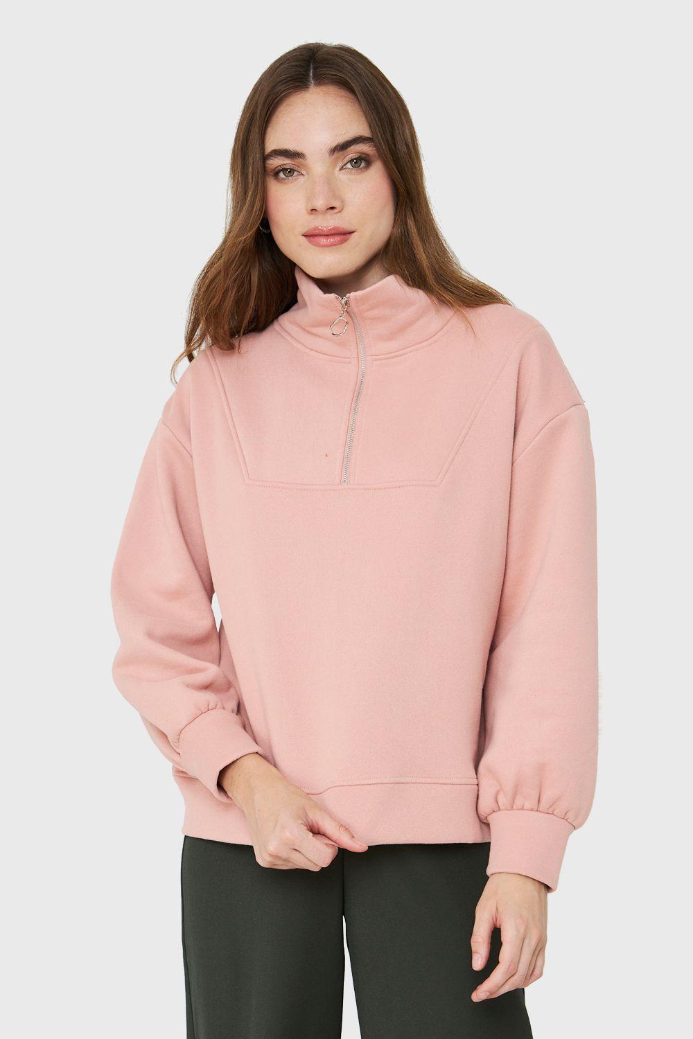 Polerón Cuello Alto Cierre Rosado Nicopoly-4