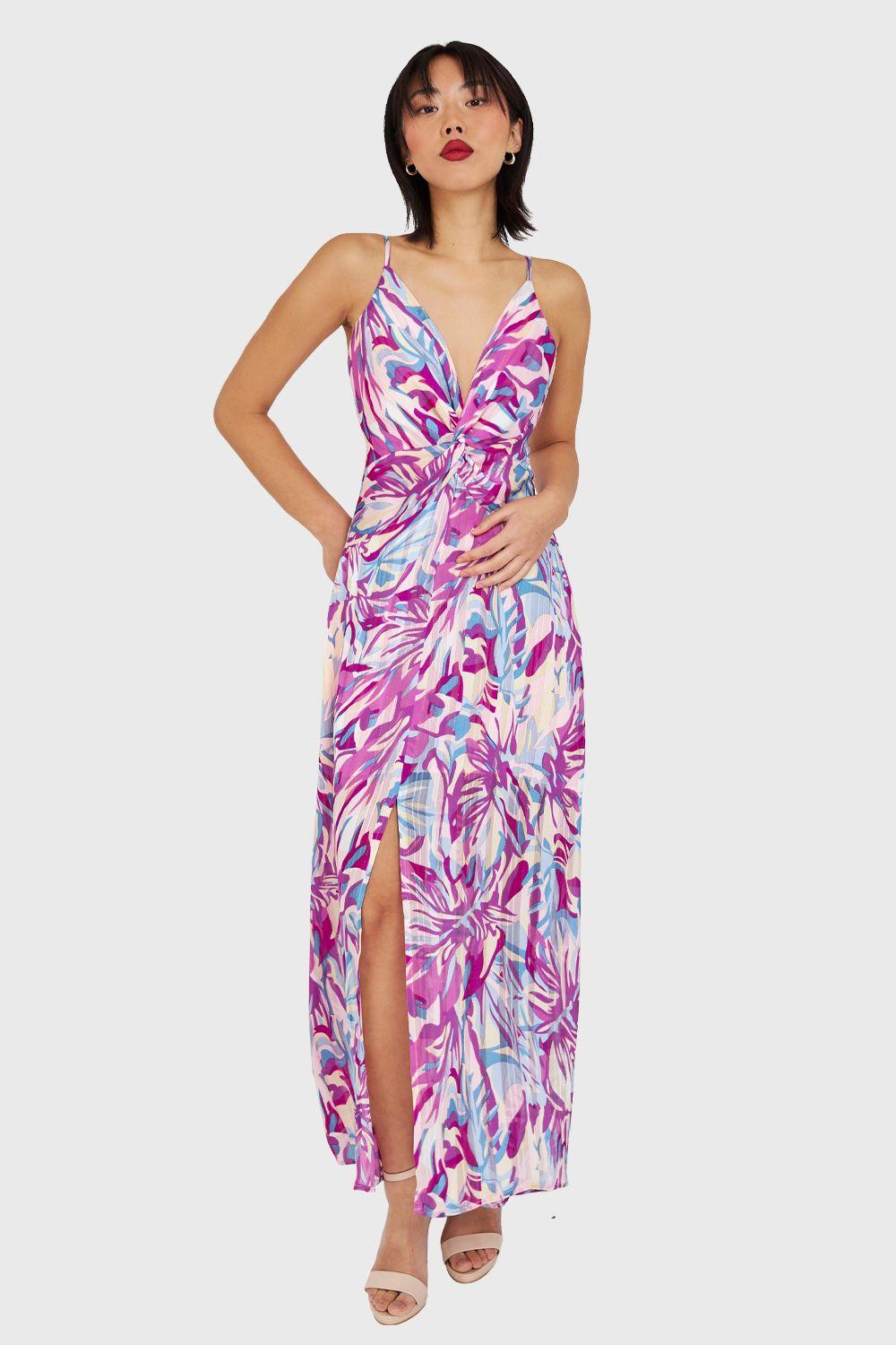 Vestido Escote V profundo Lila Nicopoly-1