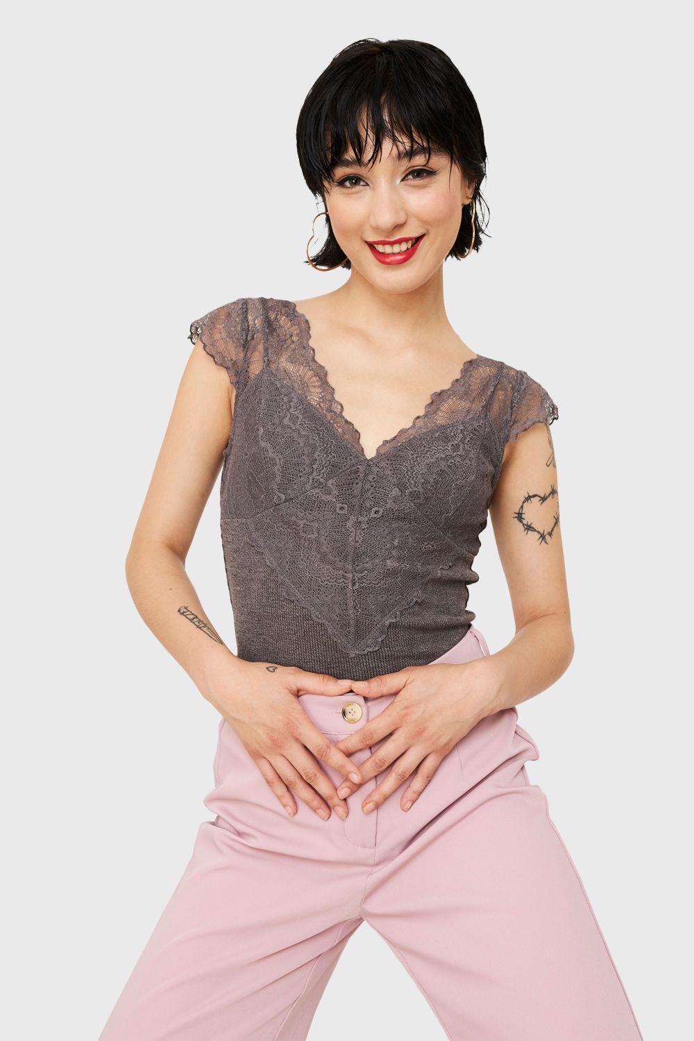 Body Canesú Encaje Gris Nicopoly-4