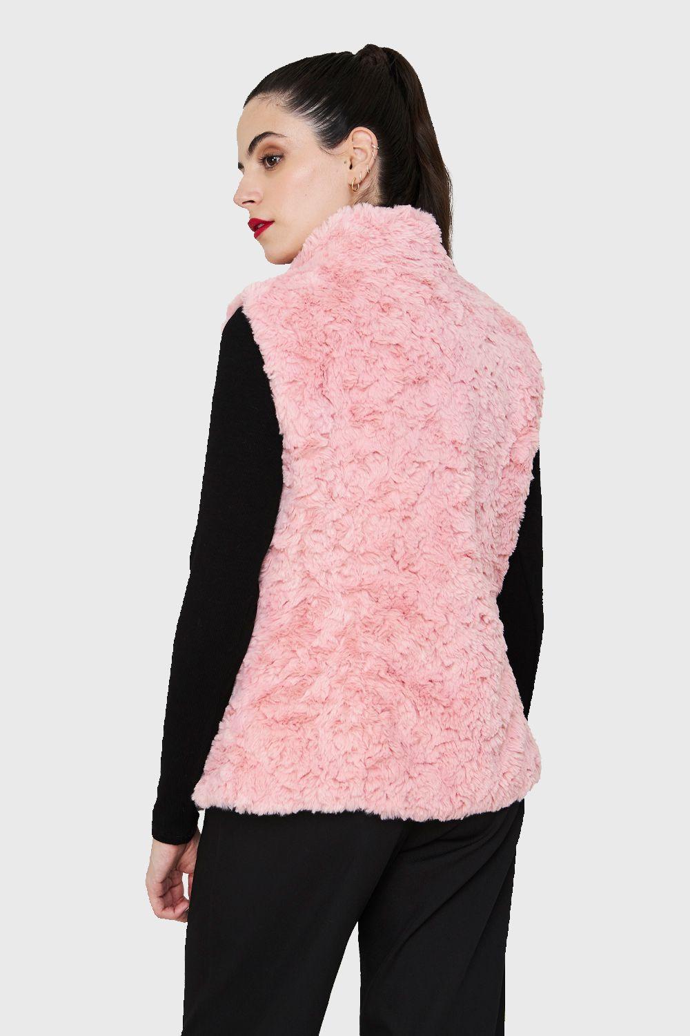 Chaqueta Peluda Sin Mangas Rosa Nicopoly-3