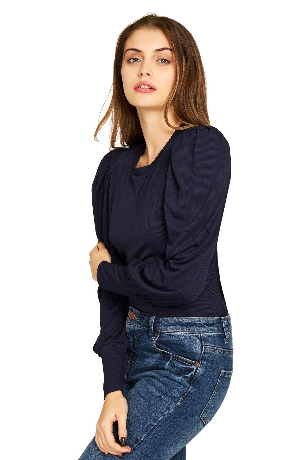 Polera Acanalada Princesa Azul Marino Nicopoly-2