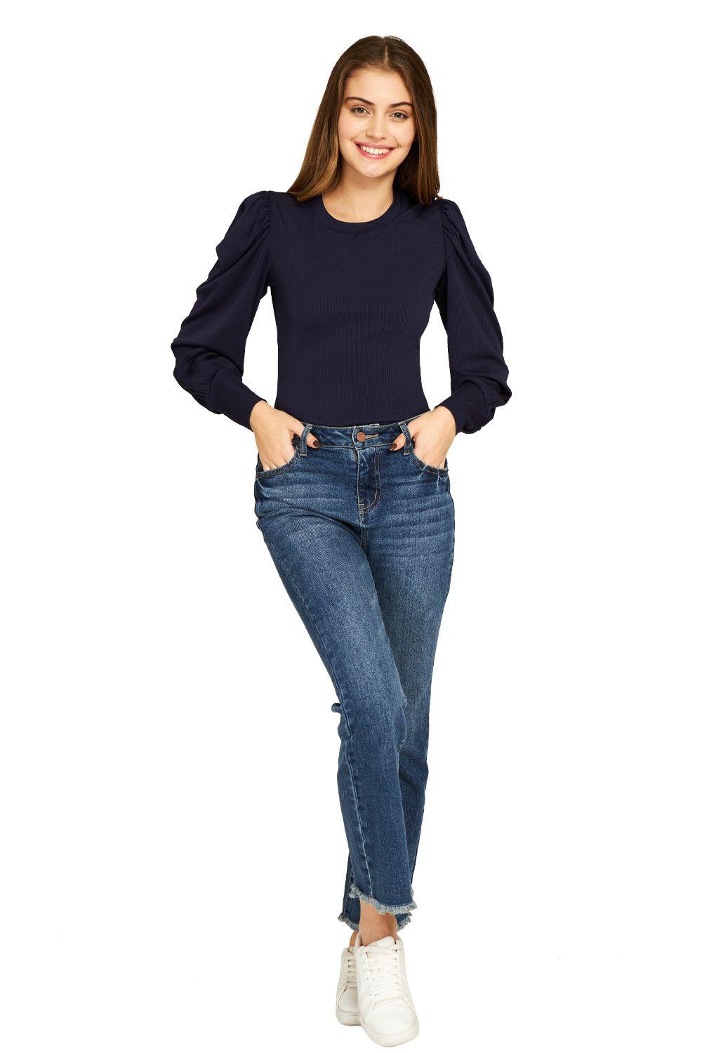 Polera Acanalada Princesa Azul Marino Nicopoly-1