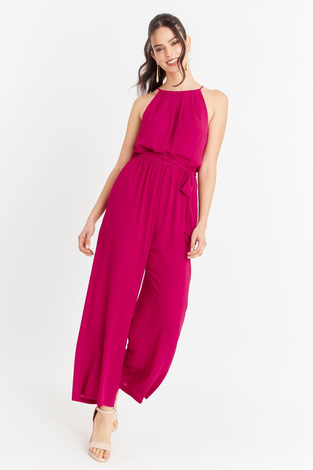 Enterito Halter Con Cinturón Lazo Fucsia Nicopoly-0