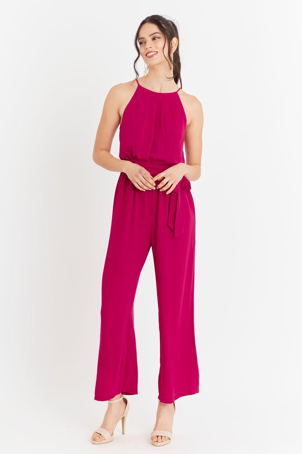 Enterito Halter Con Cinturón Lazo Fucsia Nicopoly-1