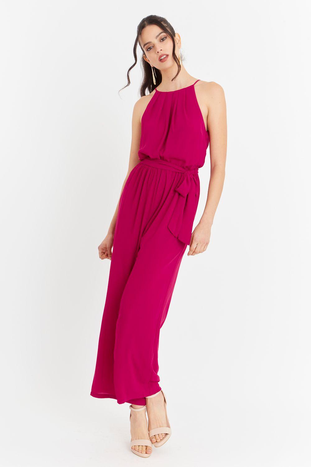 Enterito Halter Con Cinturón Lazo Fucsia Nicopoly-4