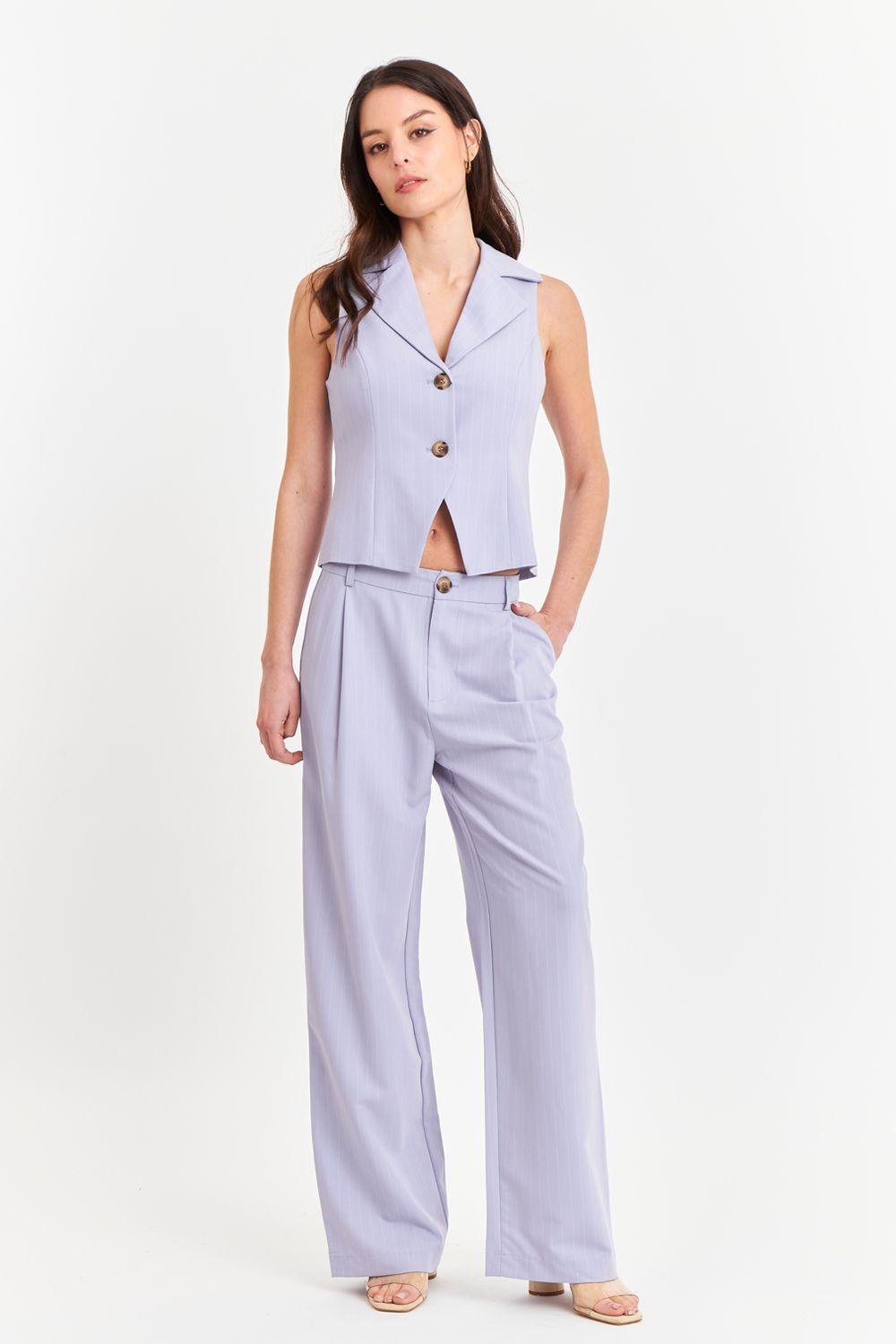 Pantalón de Pierna Recta Raya Diplomática Celeste Nicopoly-1