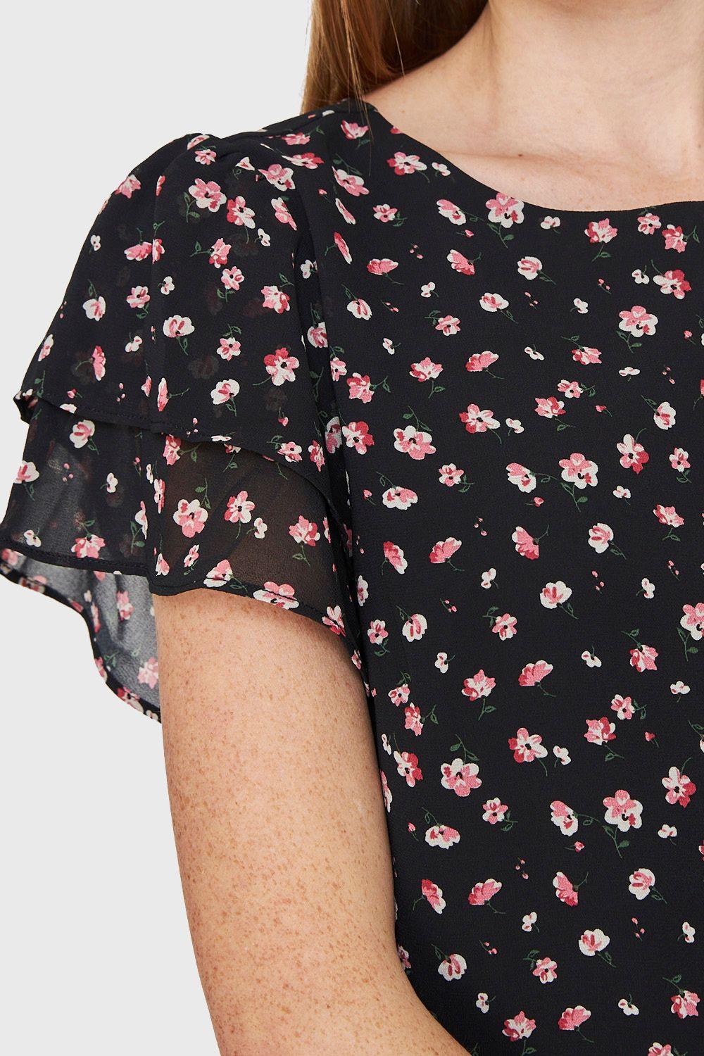 Blusa Print Floral Negro Nicopoly-5