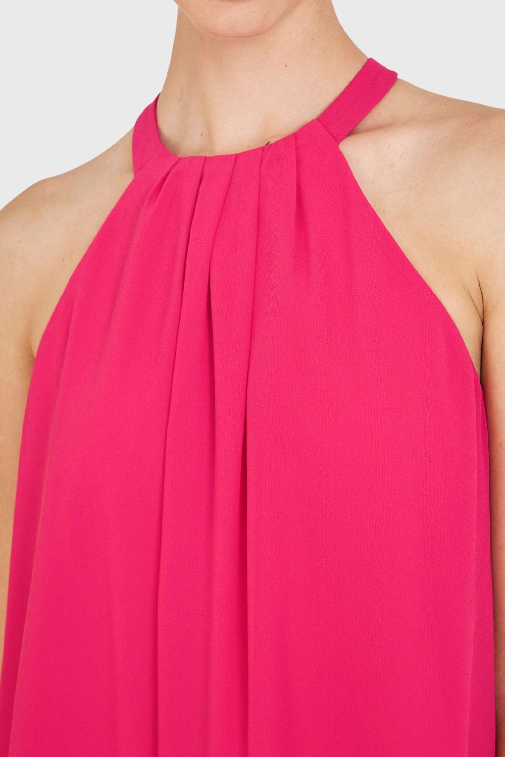 Vestido Corto Halter Fucsia Nicopoly-5