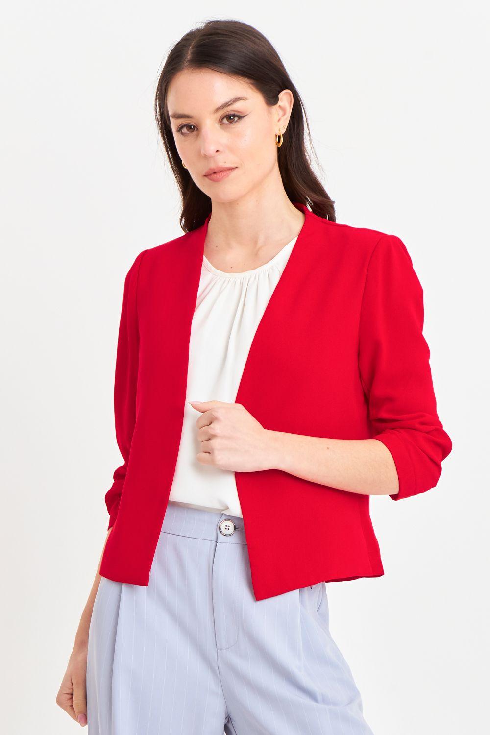 Blazer Cuello Sin Solapa Rojo Nicopoly-0