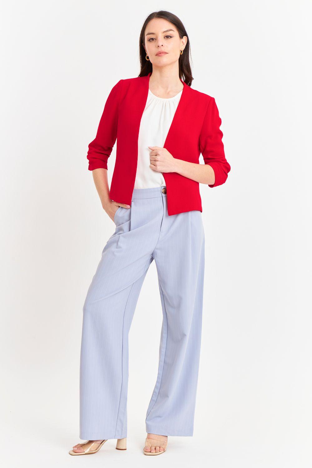 Blazer Cuello Sin Solapa Rojo Nicopoly-1