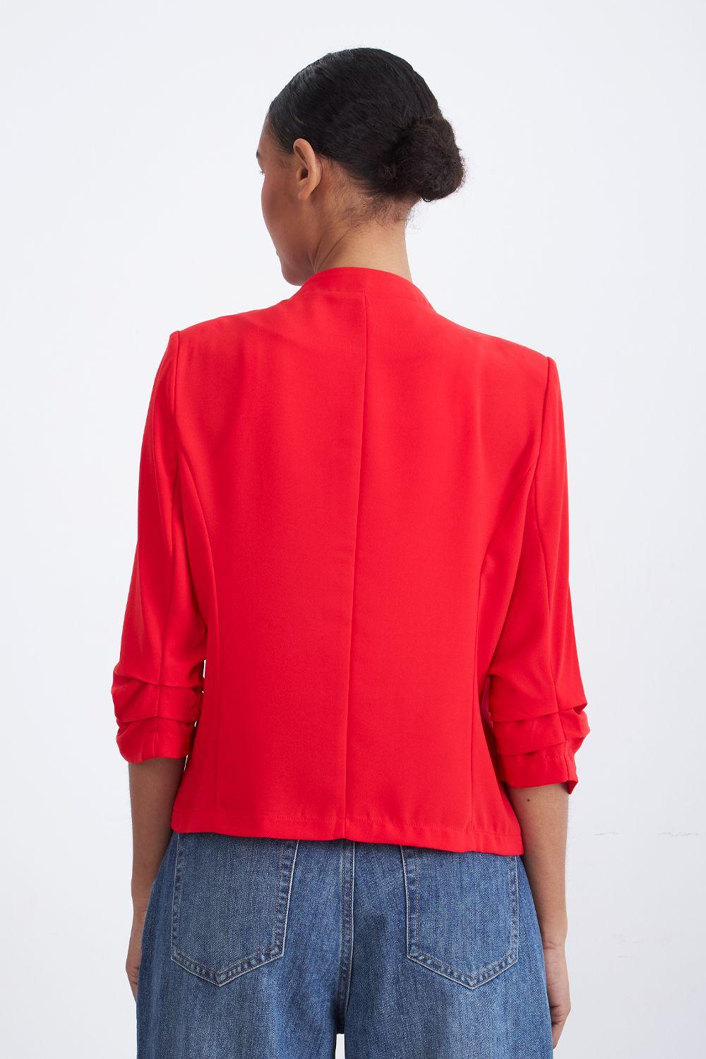 Blazer Cuello Sin Solapa Rojo Nicopoly-3