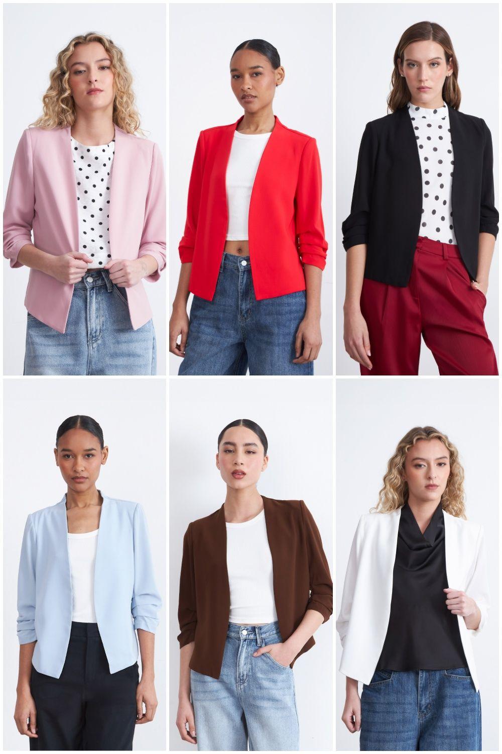Blazer Cuello Sin Solapa Rojo Nicopoly-4
