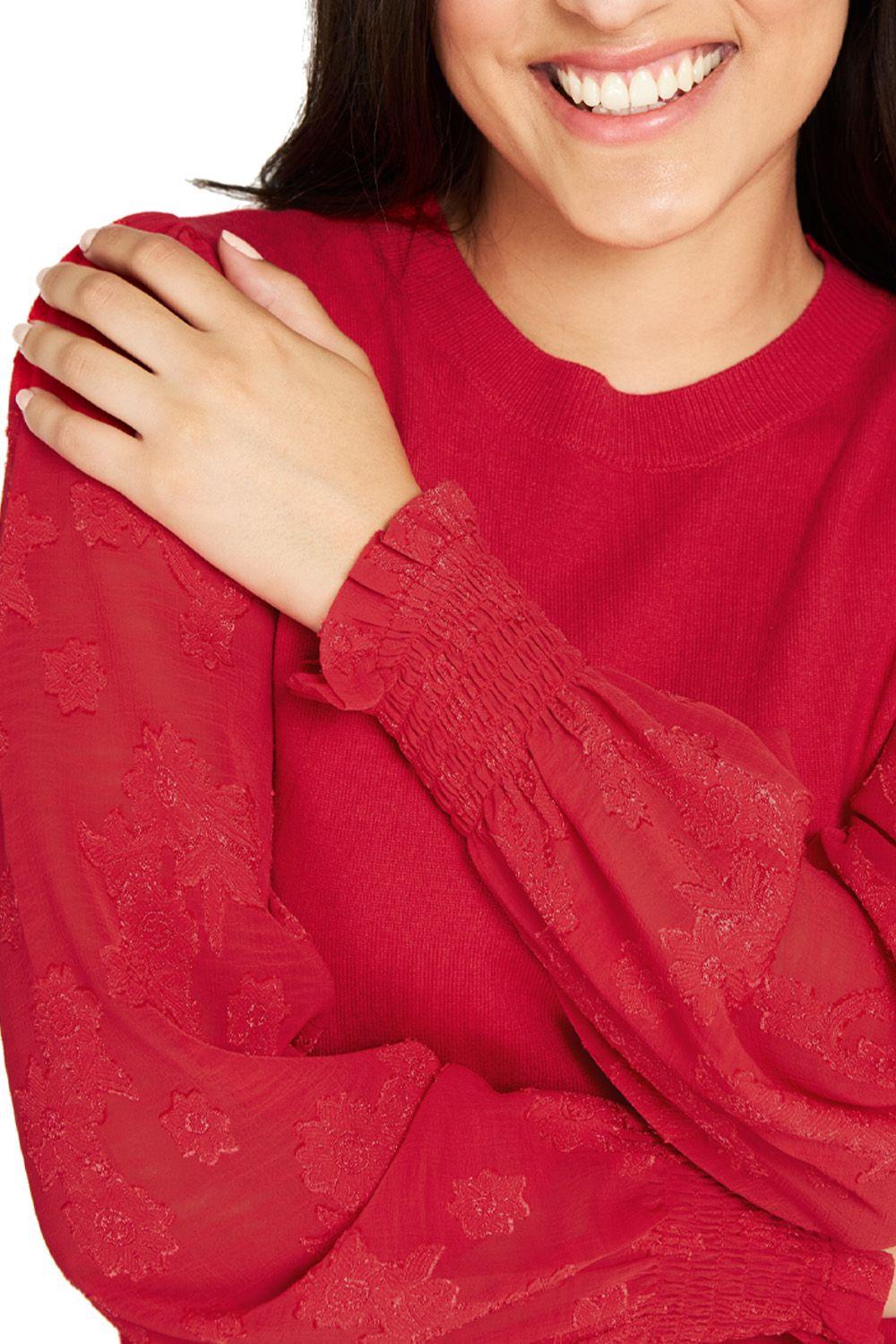 Sweater Manga Floral Rojo Nicopoly-4