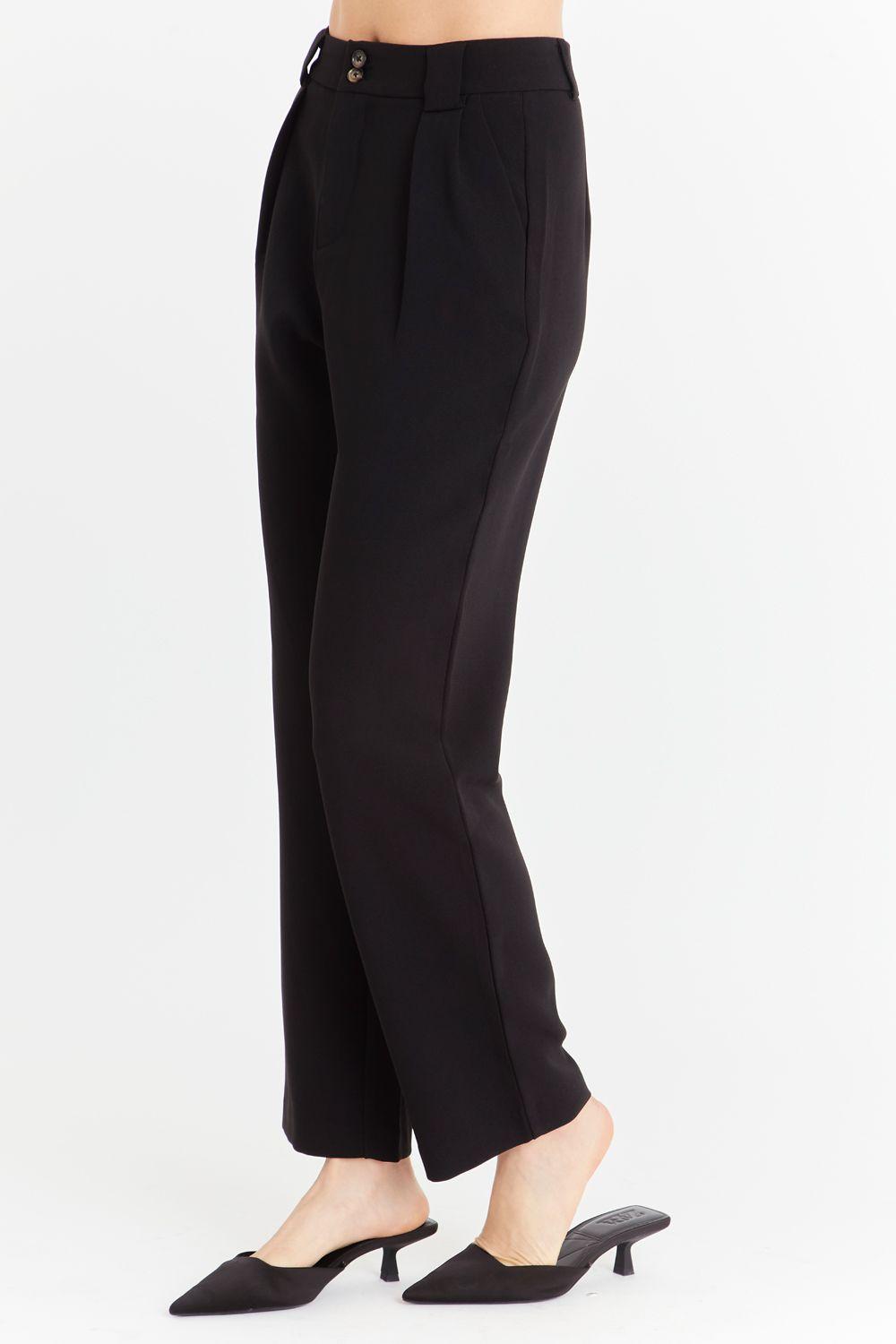 Pantalón Recto Con Pinzas Negro Nicopoly-2