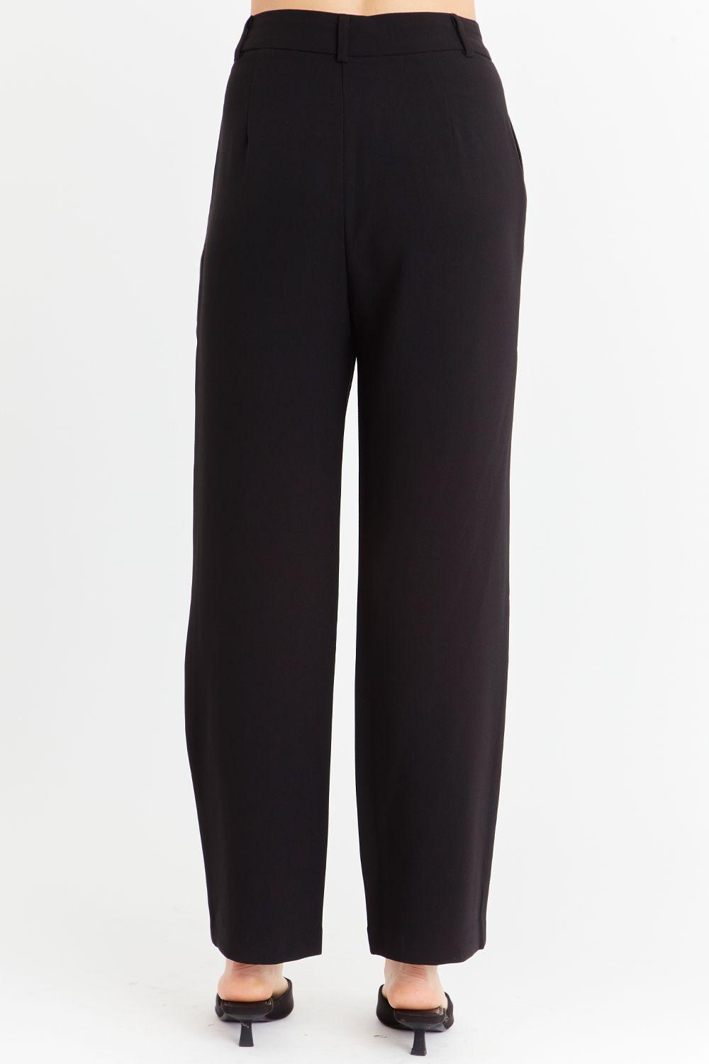 Pantalón Recto Con Pinzas Negro Nicopoly-3