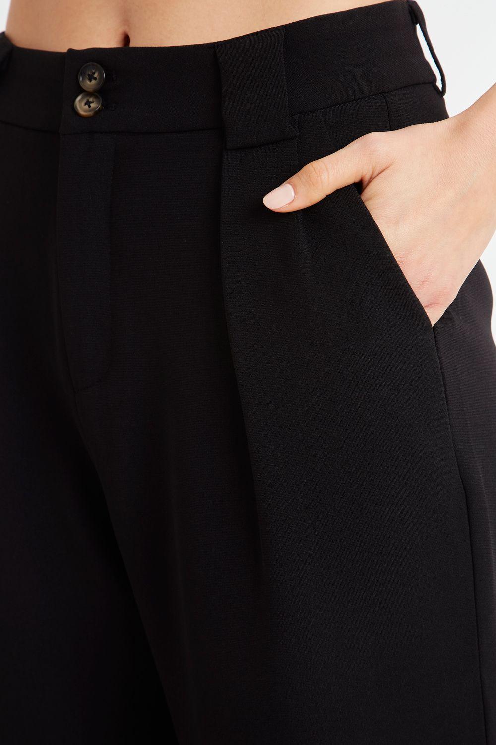 Pantalón Recto Con Pinzas Negro Nicopoly-5