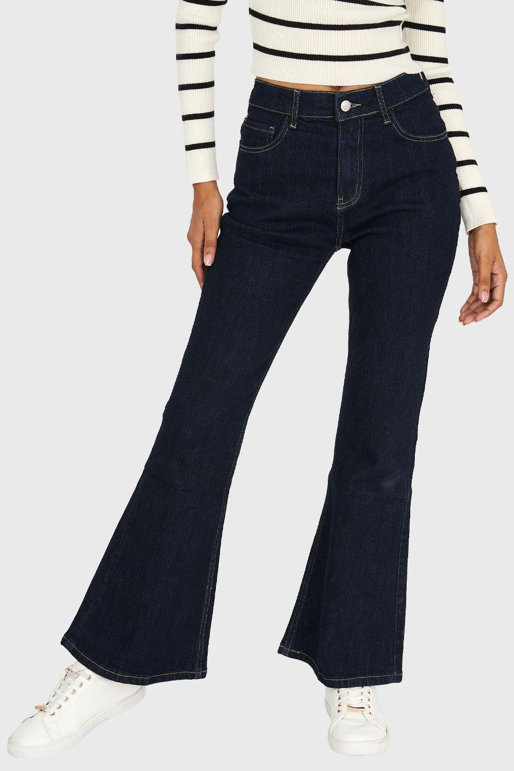 Jeans Flare Azul Marino Nicopoly-0