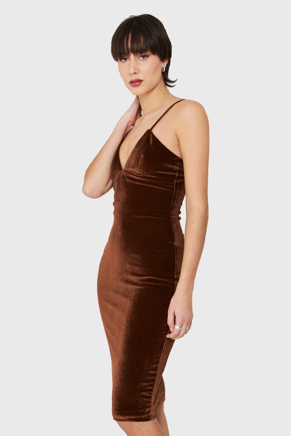 Vestido Plush Midi Café Nicopoly-2