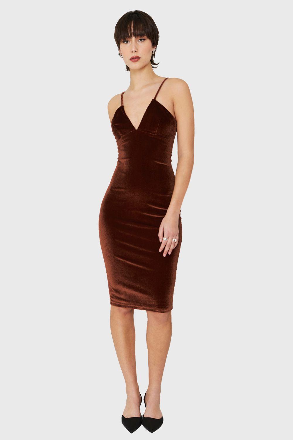 Vestido Plush Midi Café Nicopoly-1