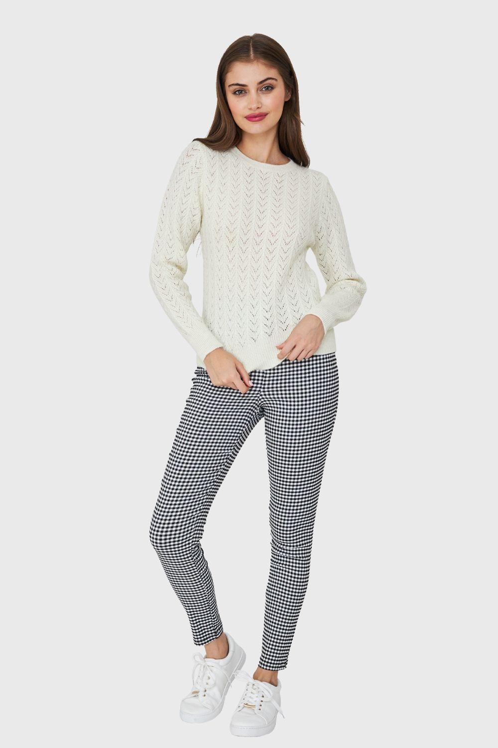 Sweater Punto Fantasía Lurex Blanco Nicopoly-1