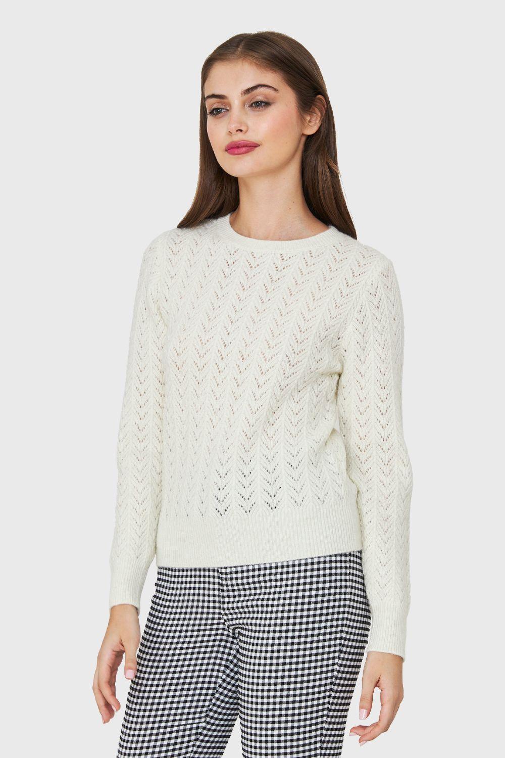 Sweater Punto Fantasía Lurex Blanco Nicopoly-2