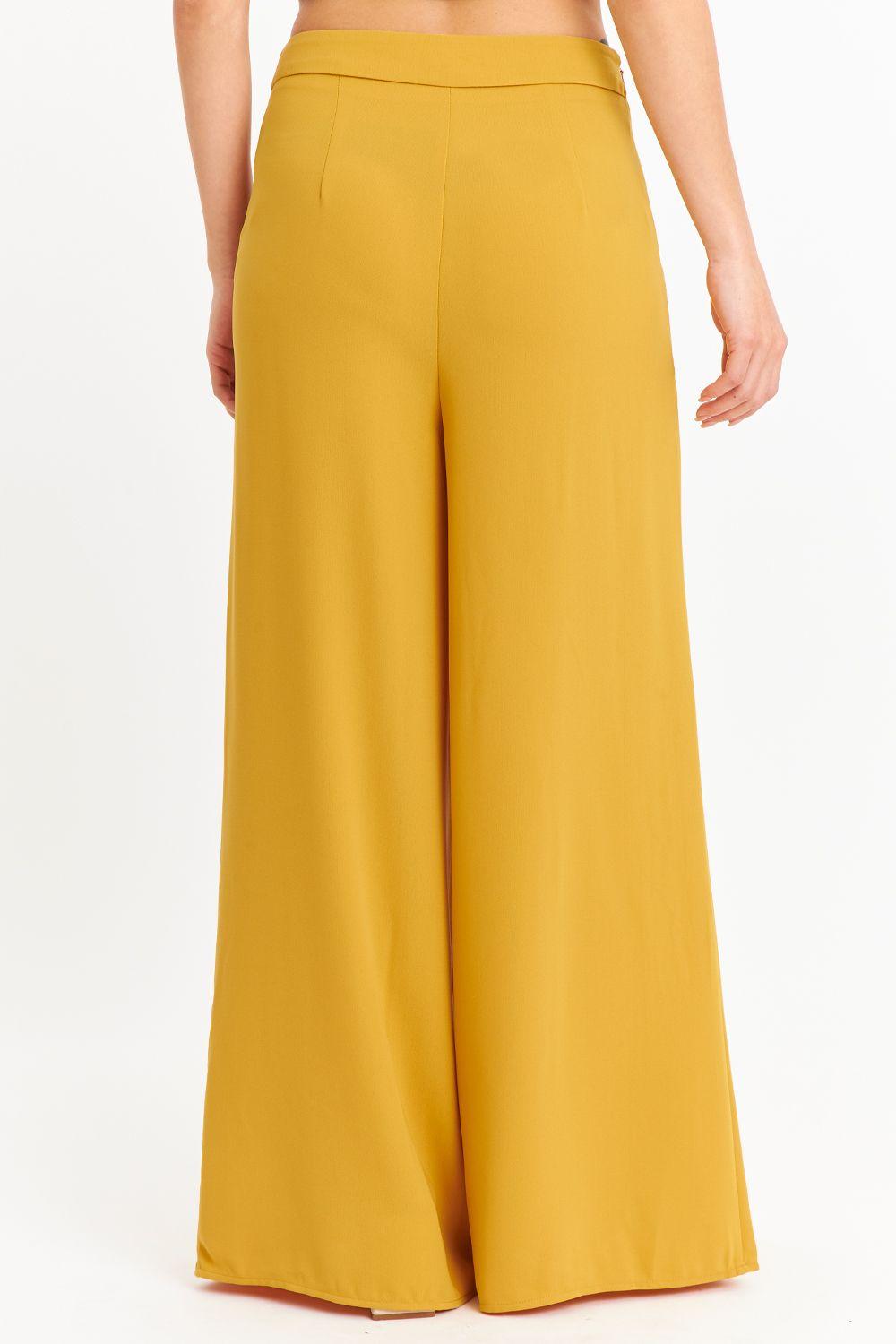 Pantalón Palazzo Tajos Mostaza Nicopoly-3