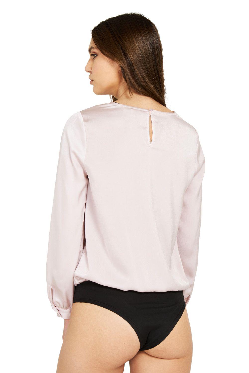 Body Escote V Encaje Rosado Nicopoly-3