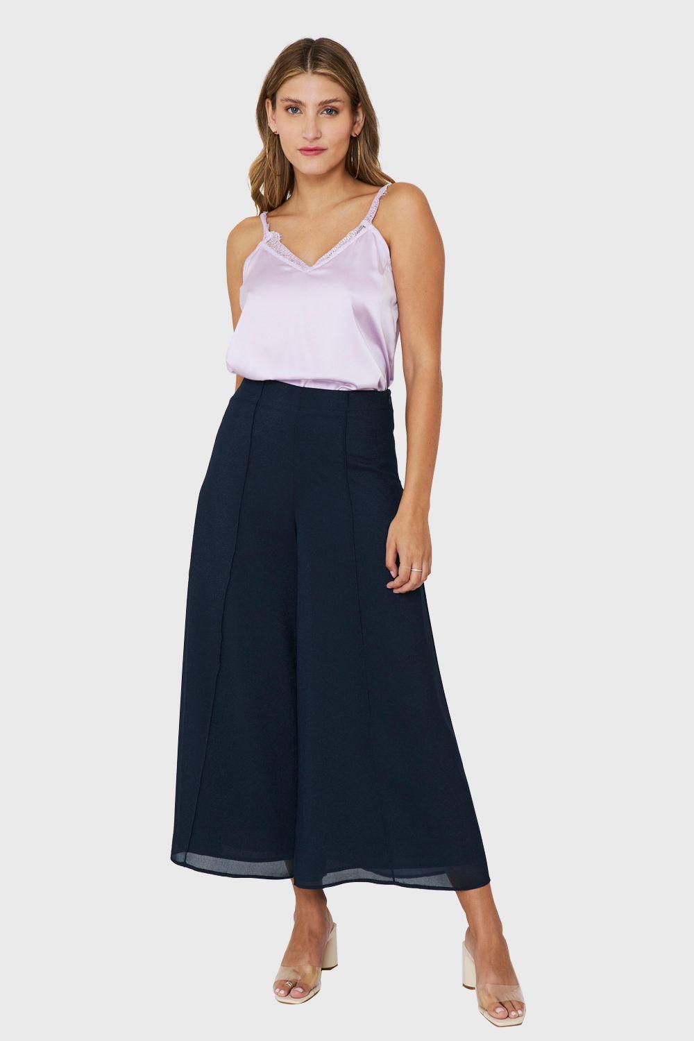 Pantalón Culotte Brillos Azul Marino Nicopoly-1