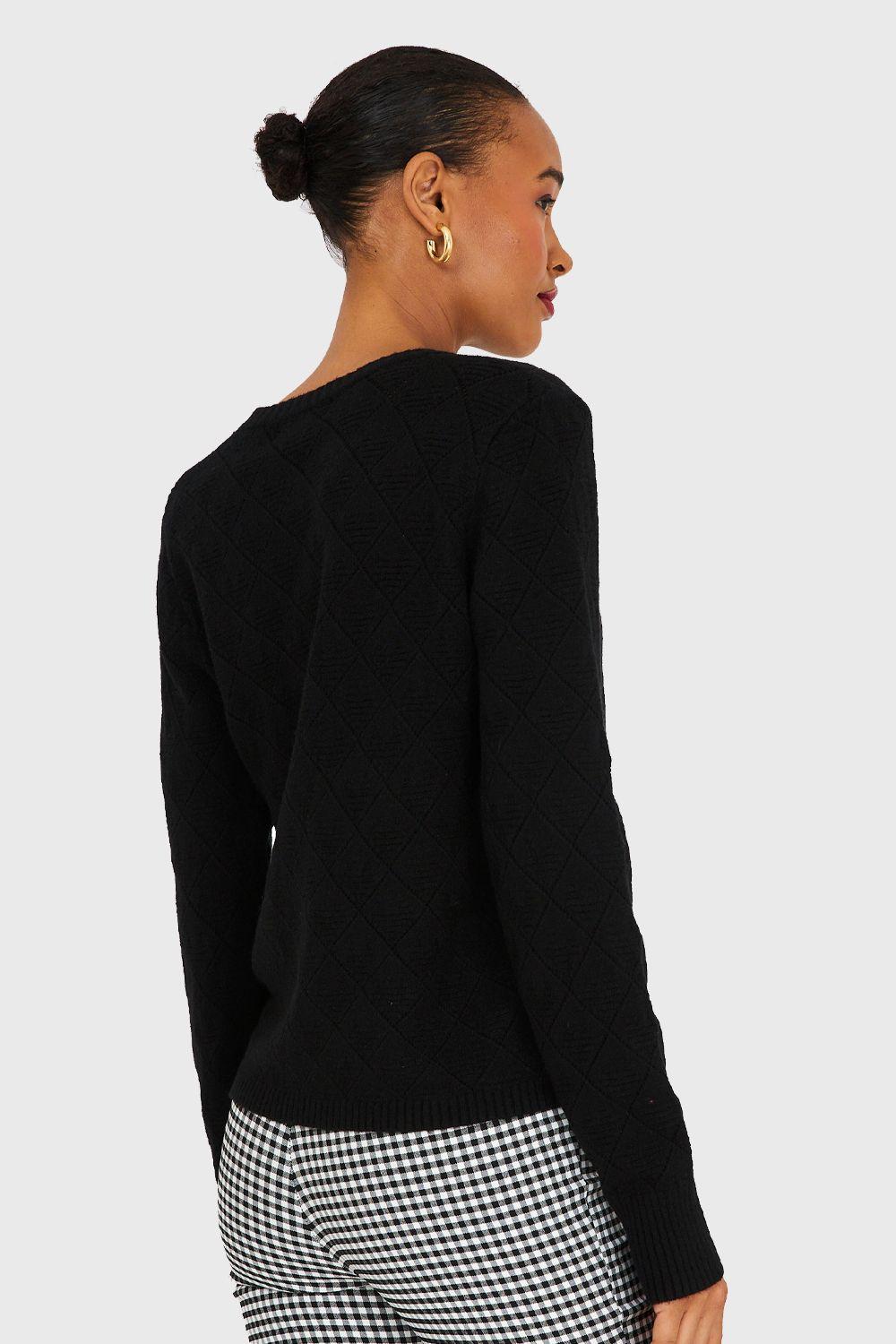 Sweater Diseño Rombos Negro Nicopoly-3