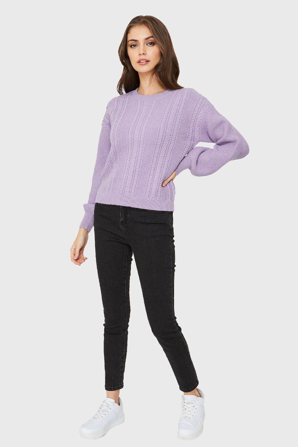 Sweater Corto Trenzas Lila Nicopoly-1