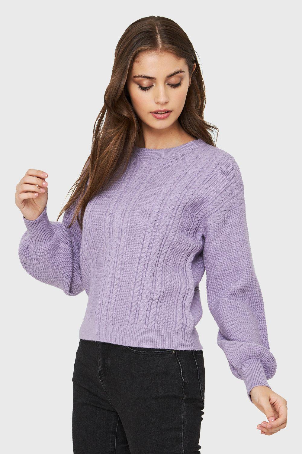 Sweater Corto Trenzas Lila Nicopoly-2