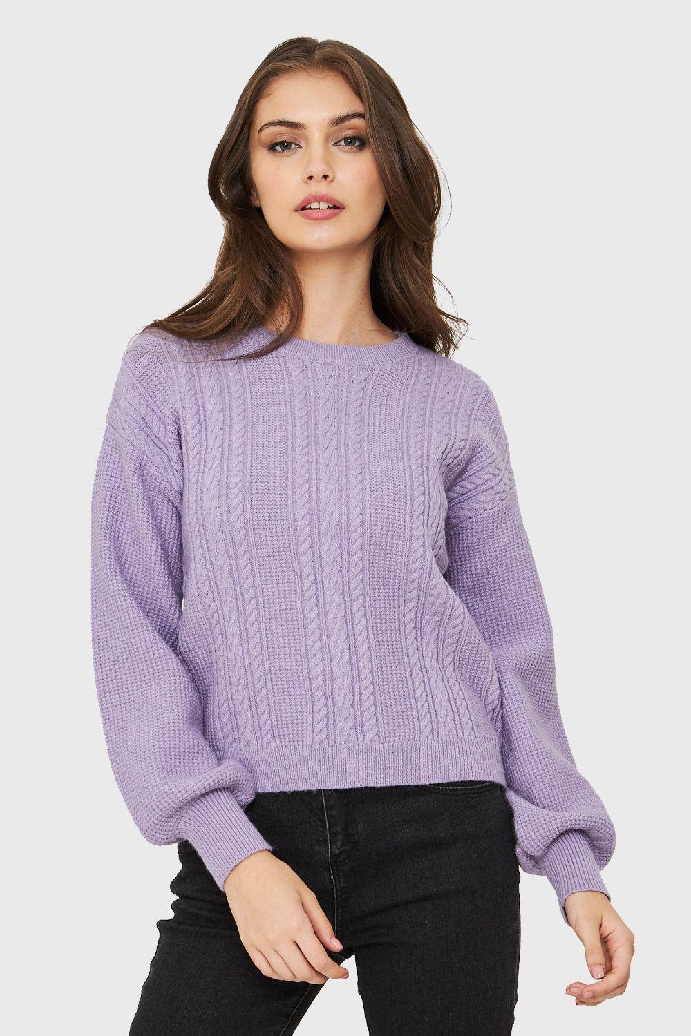 Sweater Corto Trenzas Lila Nicopoly-4
