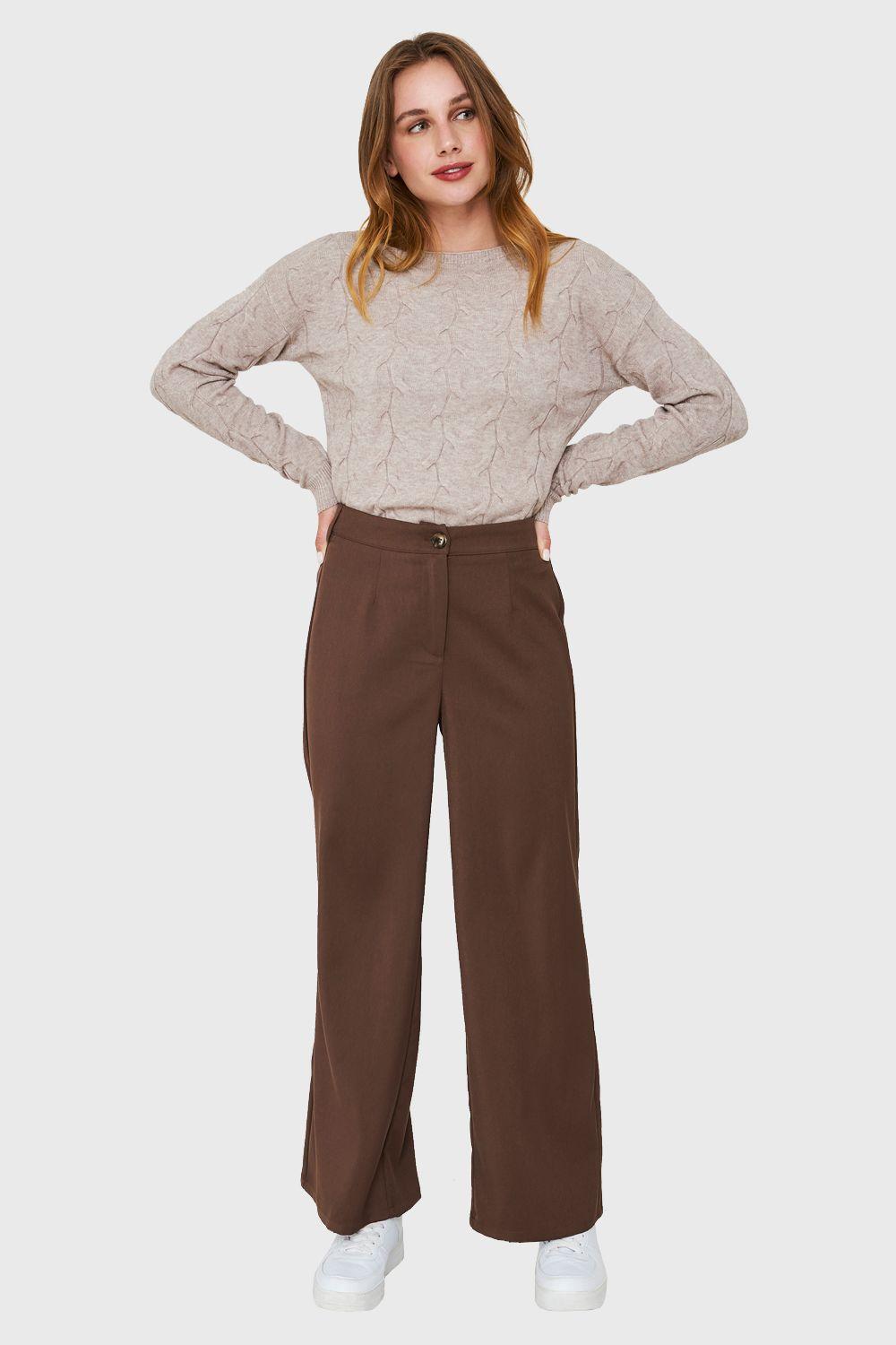Pantalón Recto Café Nicopoly-1