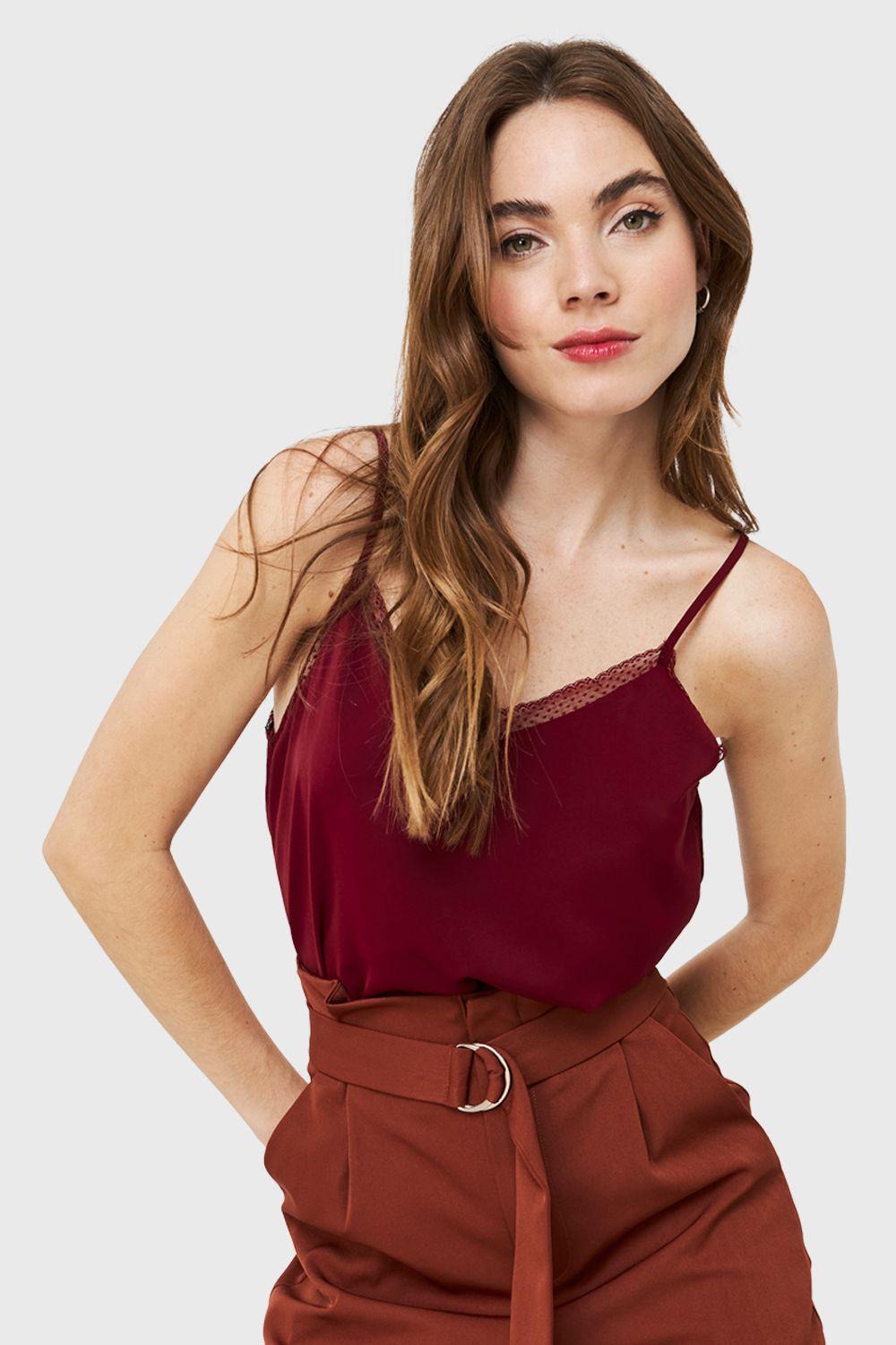 Top Escote Encaje Burdeos Nicopoly-4