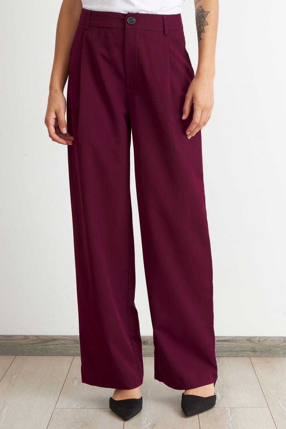 Pantalón Vestir Recto Burdeo Nicopoly-0