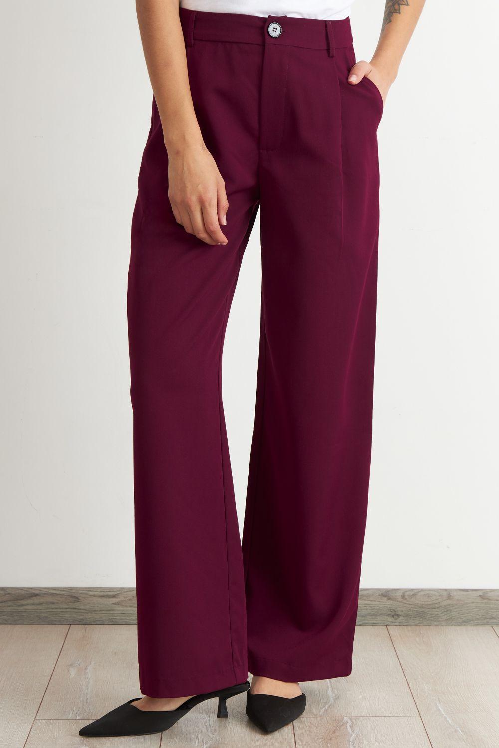 Pantalón Vestir Recto Burdeo Nicopoly-3
