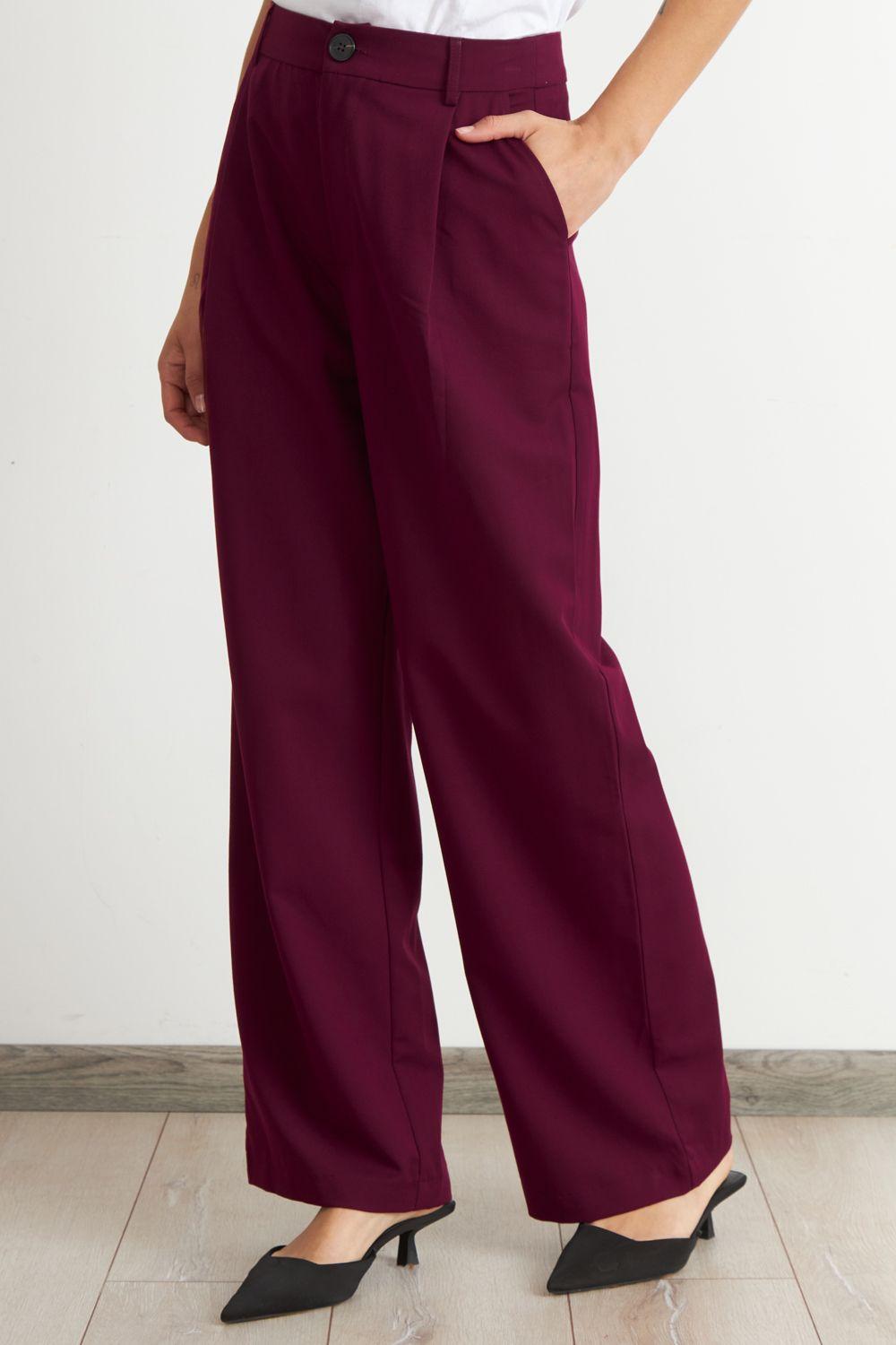 Pantalón Vestir Recto Burdeo Nicopoly-5