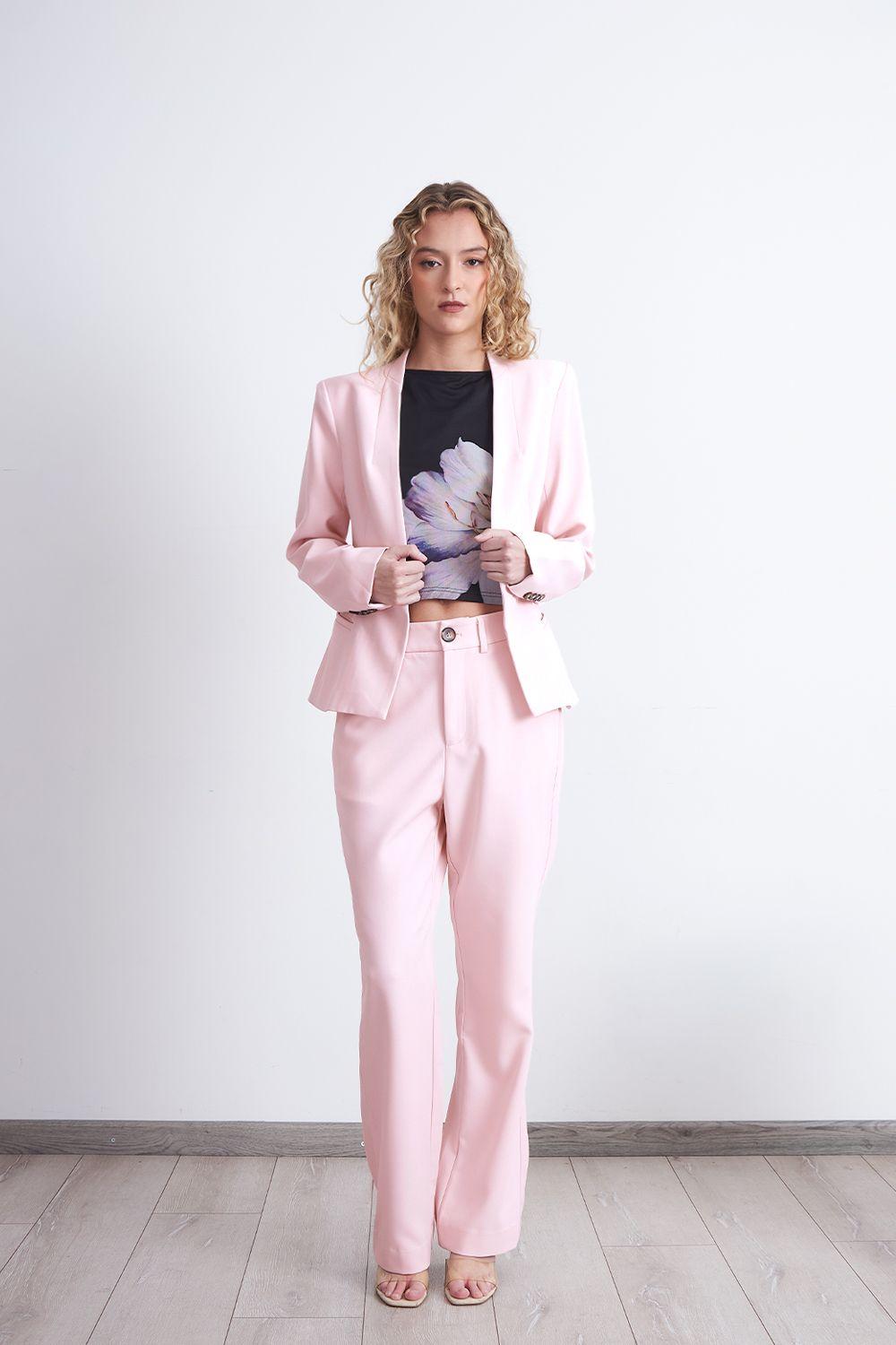 Blazer Básico Sastrero Rosado Nicopoly-1