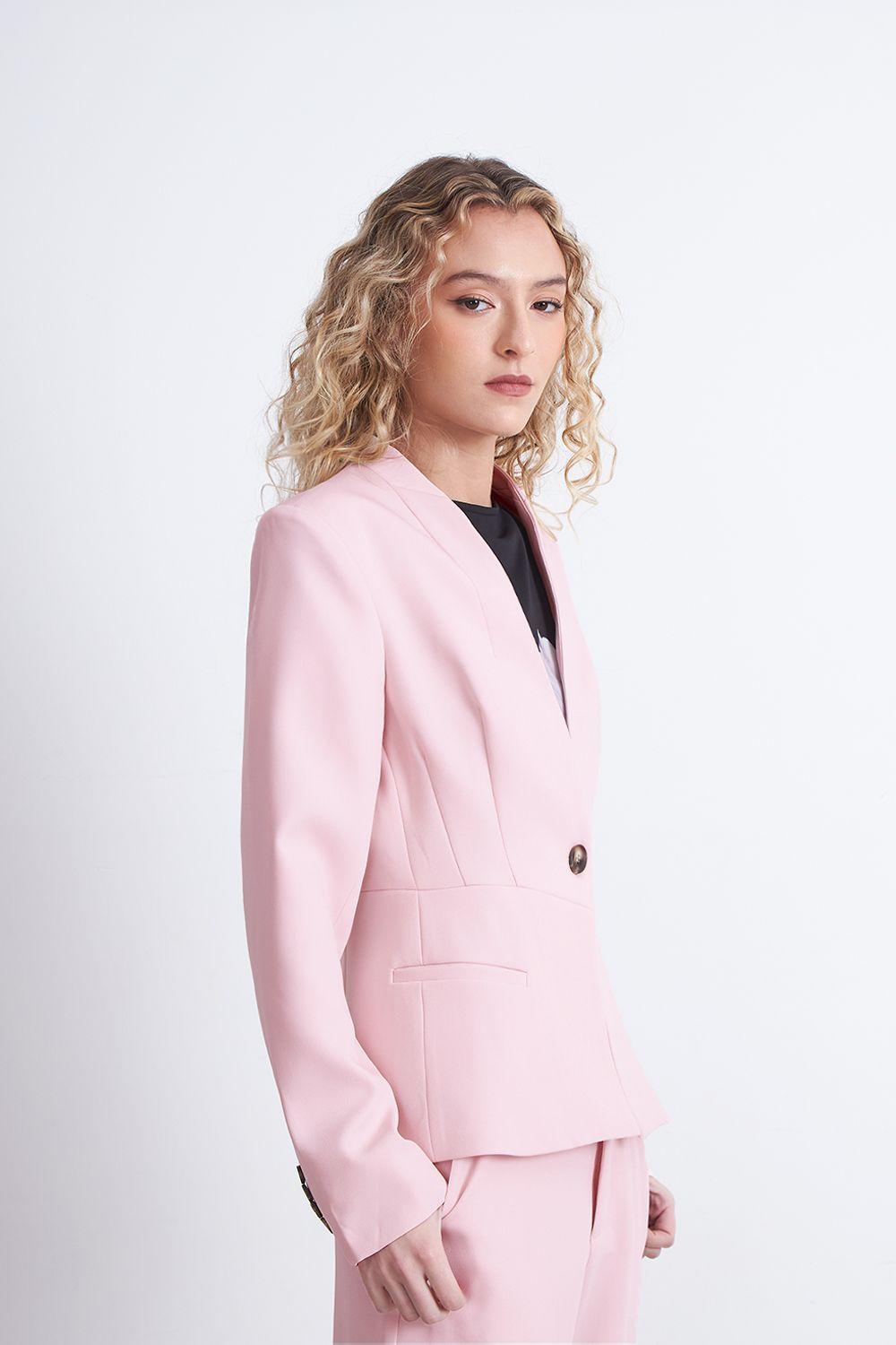 Blazer Básico Sastrero Rosado Nicopoly-2